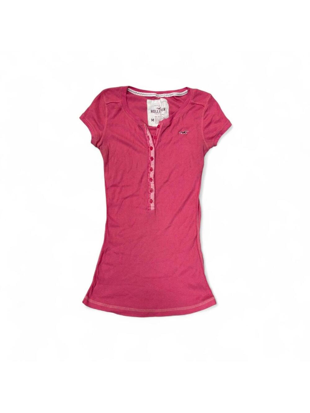 Y2K Pink Hollister Co henley shirt